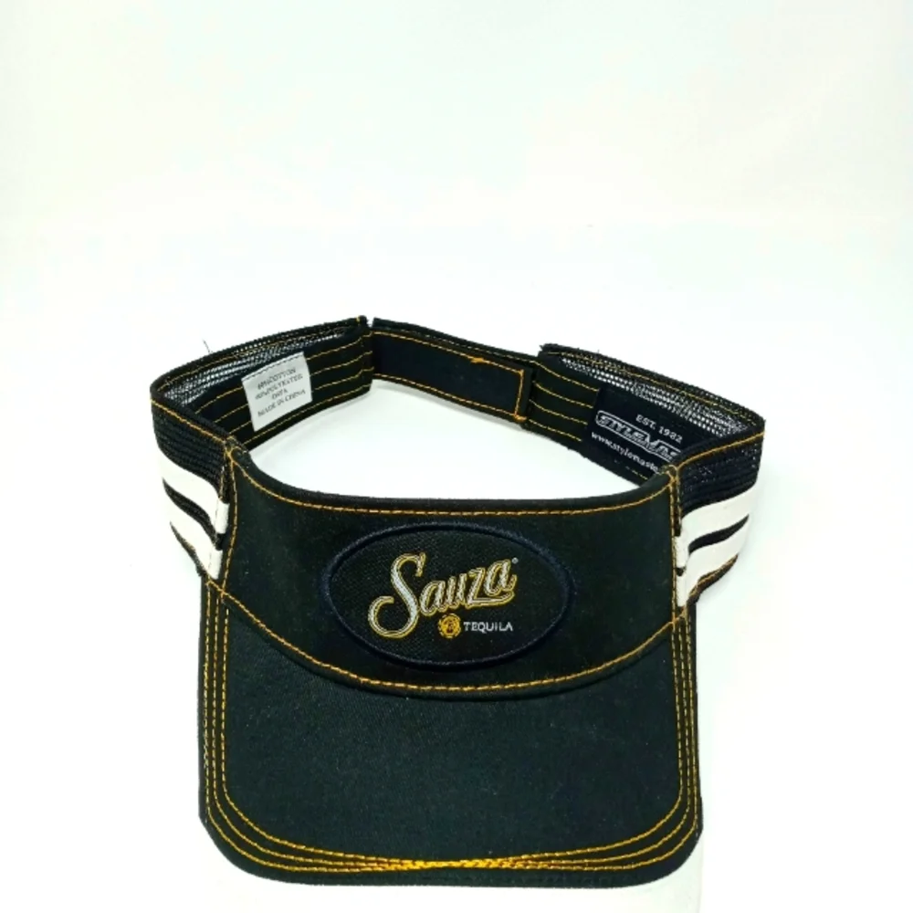 Sauza Tequila Adjustable Sun Visor Black White Embroidered Promo Hat